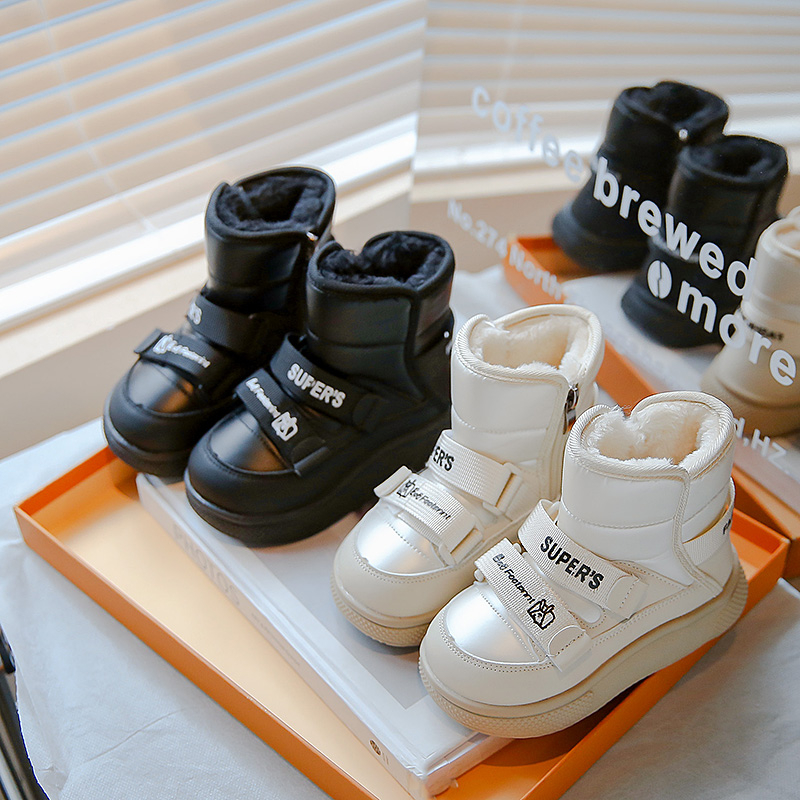 男童雪地靴2023冬季新款女童加绒加厚大棉鞋儿童时尚保暖防水棉靴