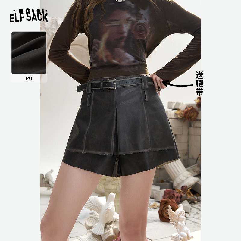 【诗语专属】妖精的口袋流浪艺术家废土风拼接设计短裤2024秋