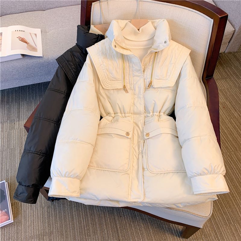 冬季韩版羽绒羽绒服女中长款冬季收腰显瘦面包服2023年新款连帽