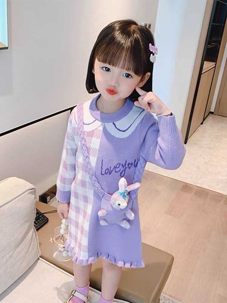 女童洋气毛衣裙秋季新款儿童针织连衣裙宝宝可爱卡通星黛露公主裙