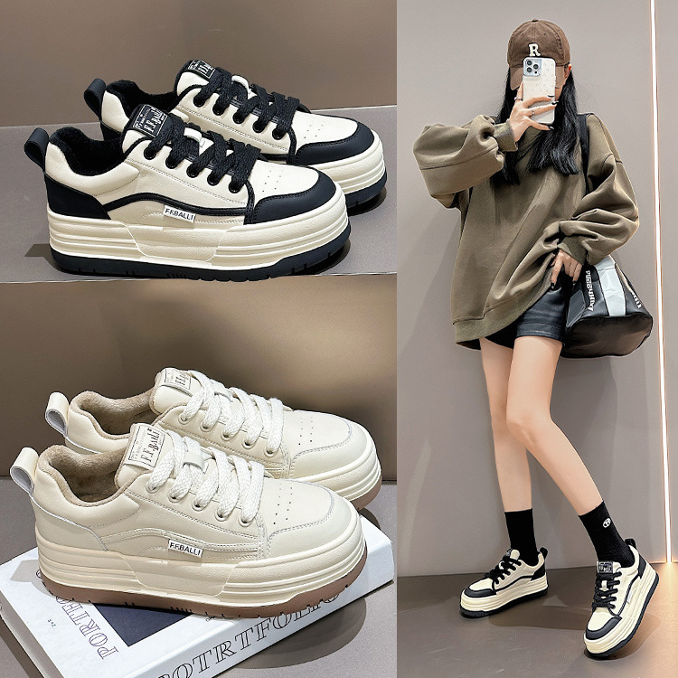红蜻蜓牌真皮加绒小白鞋全牛皮板鞋女2023冬季新款女鞋休闲百搭加