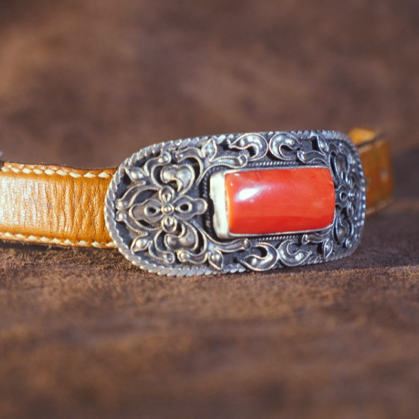 足银皮质手链 纯手工复古民族风进口牛皮带纯银网红手链时尚做旧