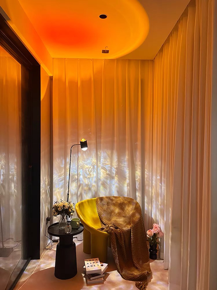 水波纹氛围灯网红日落投影直播背景装饰客厅卧室灯落日夕阳灯