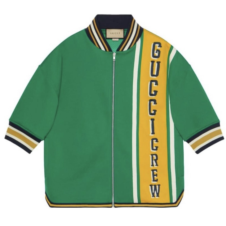 全新未使用 GUCCI/古驰 古驰字母印花撞色短袖夹克外套