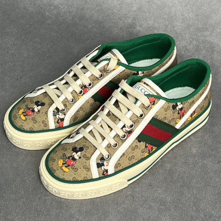 全新未使用 GUCCI/古驰 迪士尼Tennis 米奇1977系列双G老花板鞋