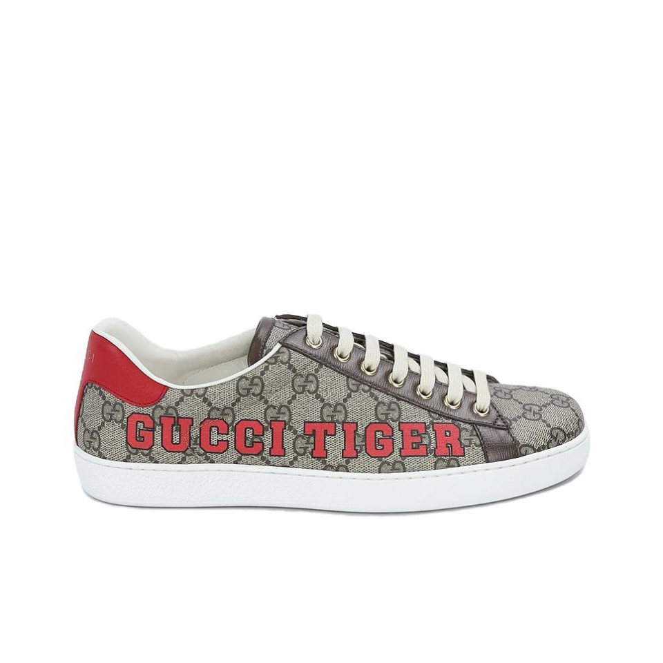 全新未使用 GUCCI/古驰 男士字母满印logo时尚tiger印花休闲板鞋
