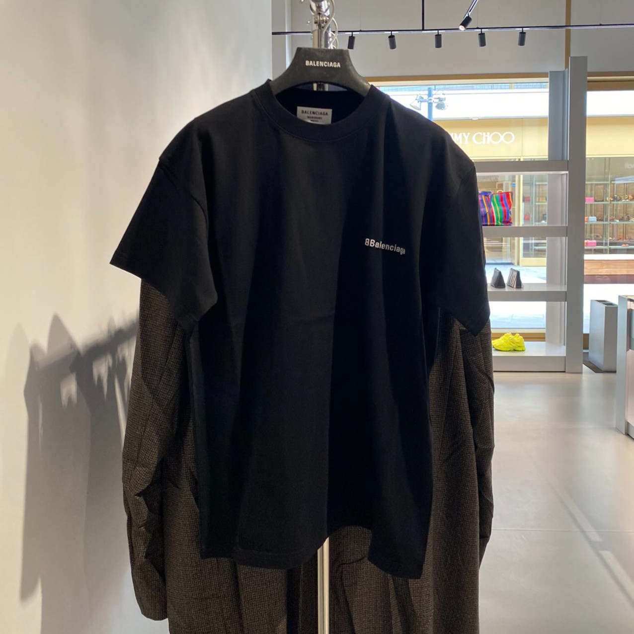 未使用 Balenciaga/巴黎世家 夏季休闲时尚潮流微标黑色短袖