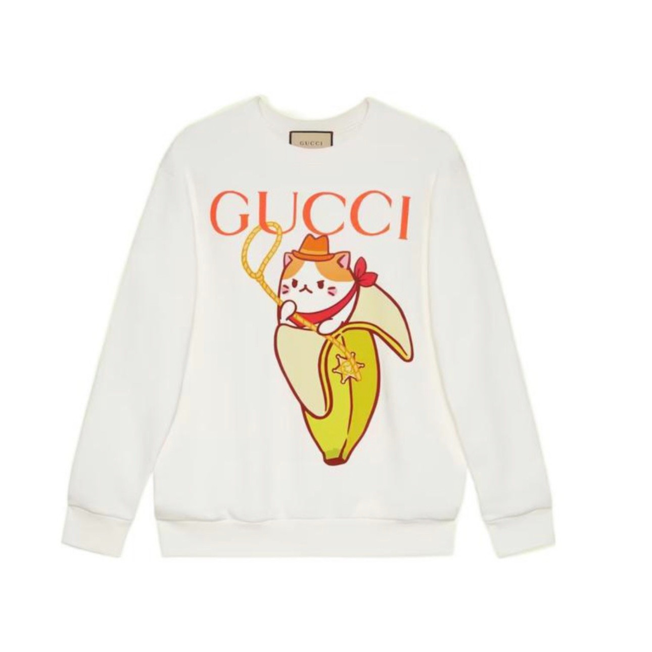 全新未使用 GUCCI/古驰 男女款香蕉字母印花卫衣圆领休闲套头衫