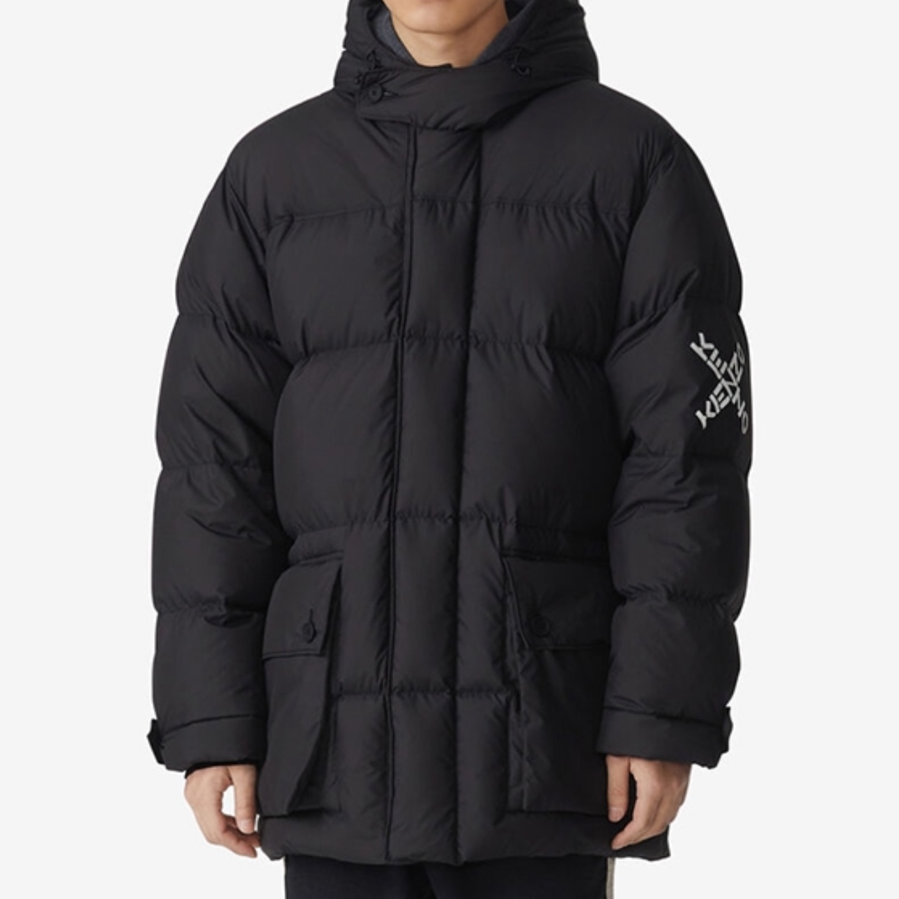 全新未使用 KENZO/肯佐 高田贤三大logo印花羽绒服连帽