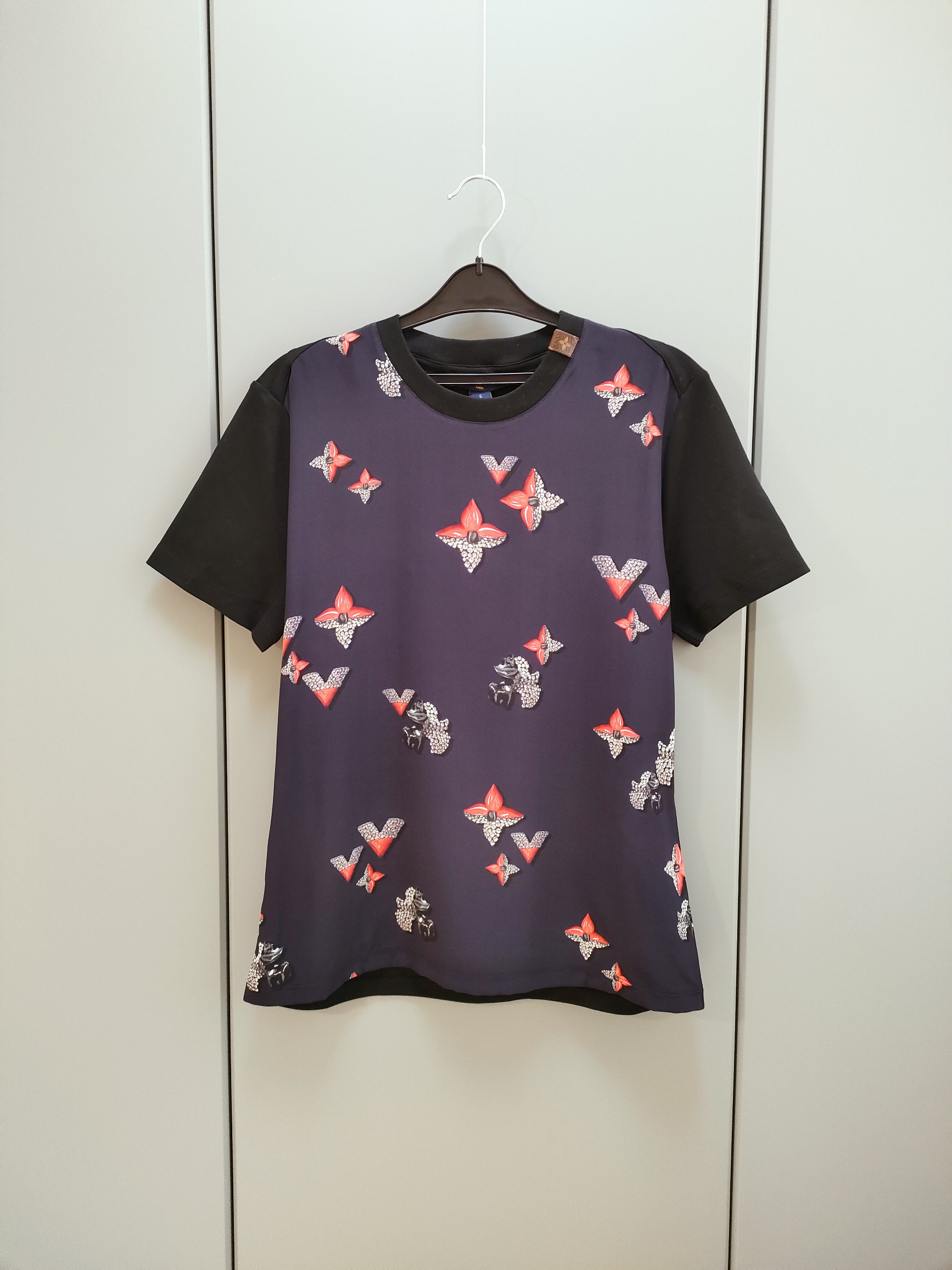 未使用 LouisVuitton/路易威登 老花桑蚕丝夏季拼接短袖T恤