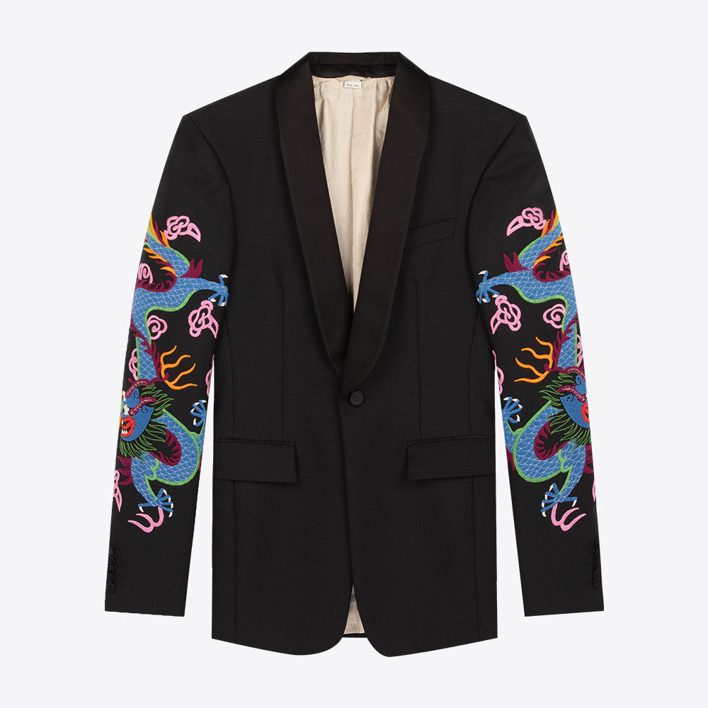 全新未使用 GUCCI/古驰 龙刺绣羊毛混纺西服男士西装