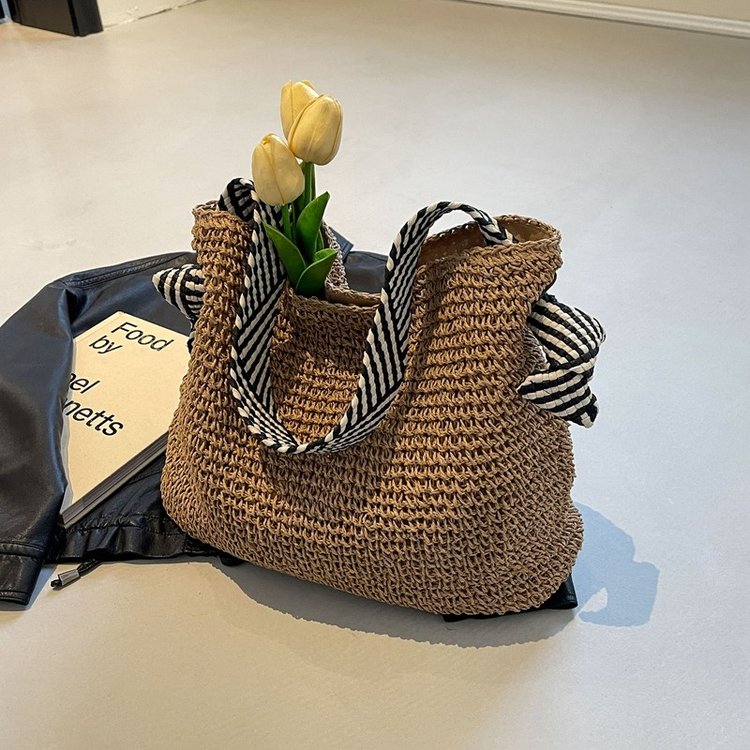 2025新款韩风ins草编包手工编织腋下包百搭大容量包带手提编织包