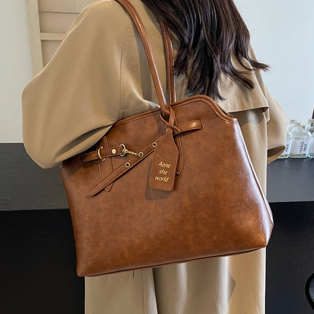 复古通勤托特包女大容量2025新款秋冬爆款单肩包百搭休闲女士包