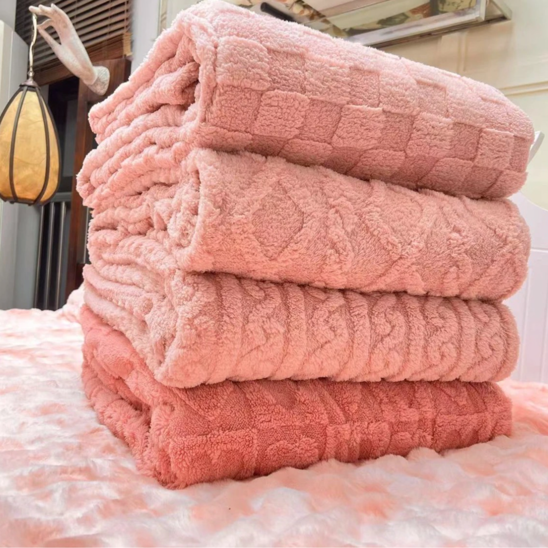 双人【特惠1麻花毛毯】双人加厚提花毛毯麻花180jan21*