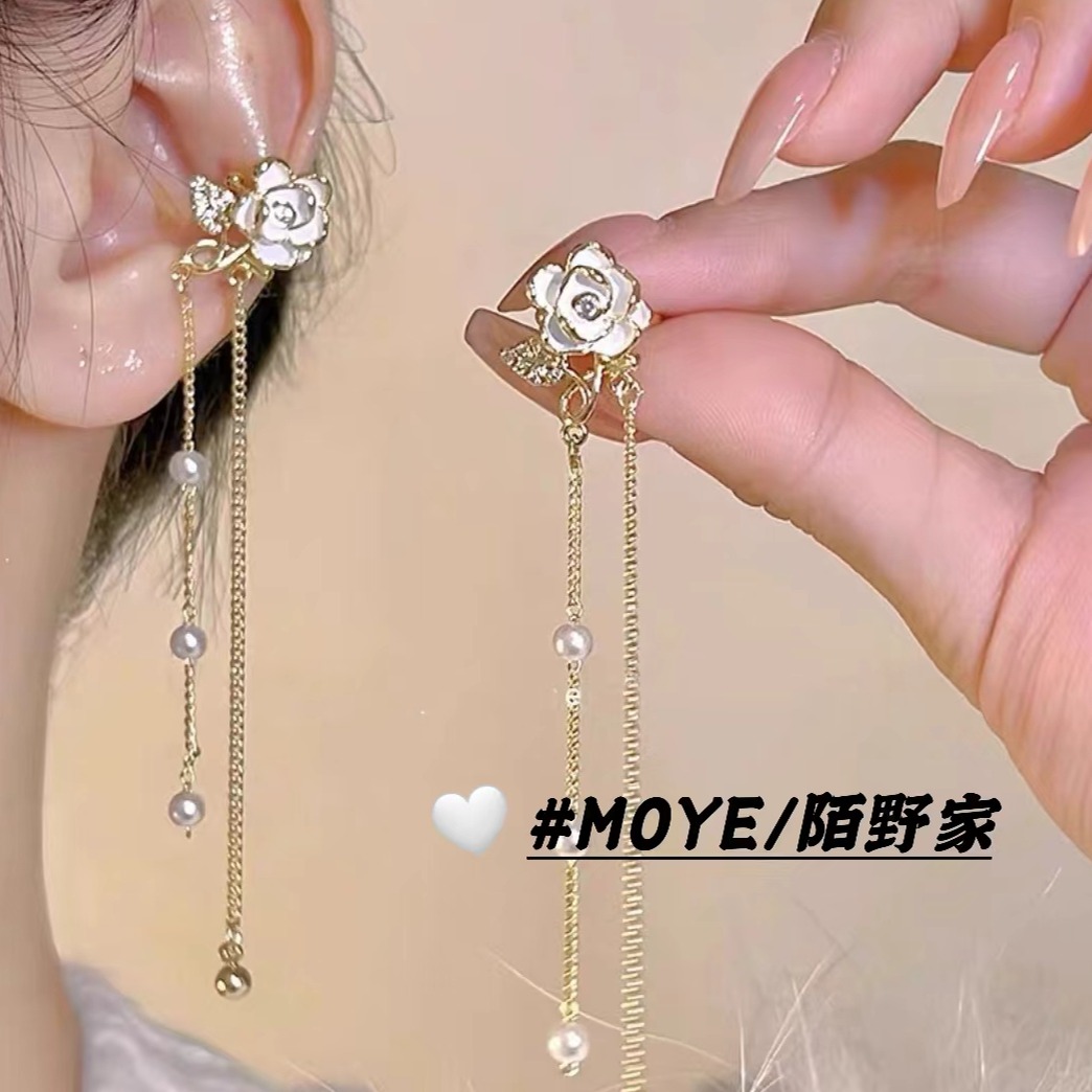 MOYE陌野耳骨夹“奶油茉莉”甜美白色花朵无耳洞森系小众高级感耳夹