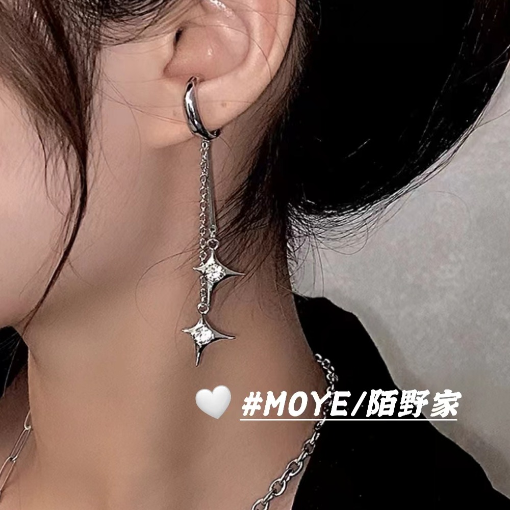 MOYE/陌野耳骨夹“十字若望”十字星芒流苏锆石重工耳夹小众设计