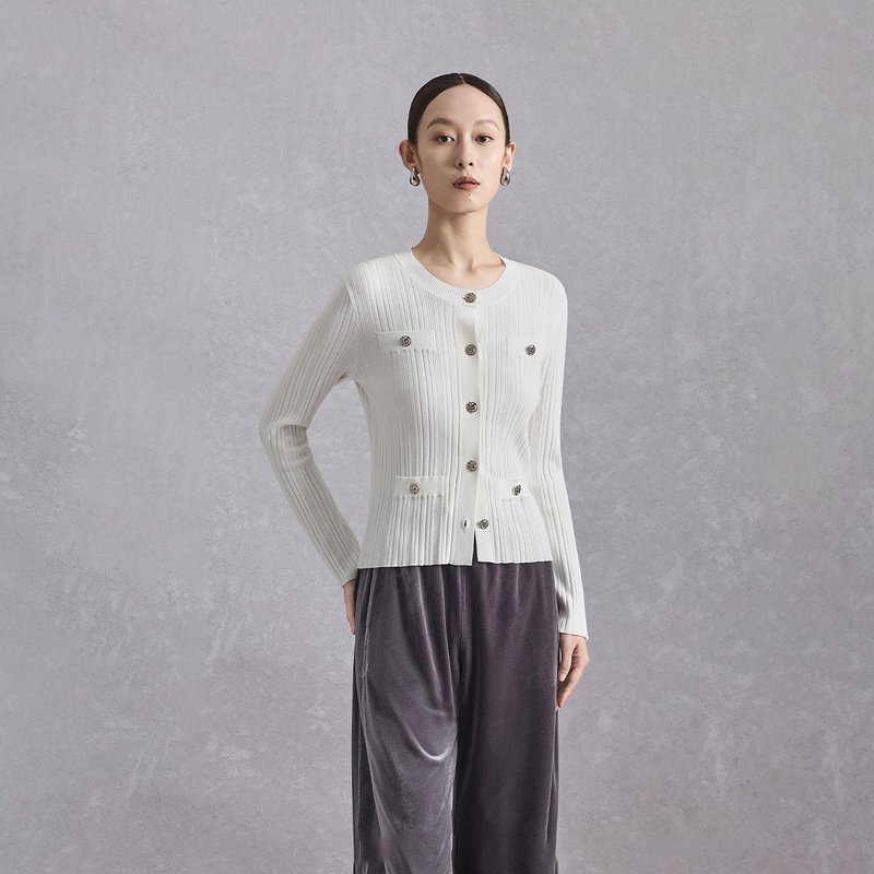 Naivee/纳薇搭搭【达人】24秋紧身针织衣开衫小香风上衣女2472932X8