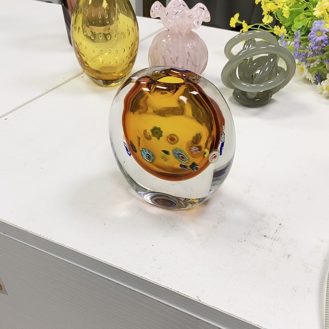 琉璃金琥珀琉璃花瓶摆件家居高14