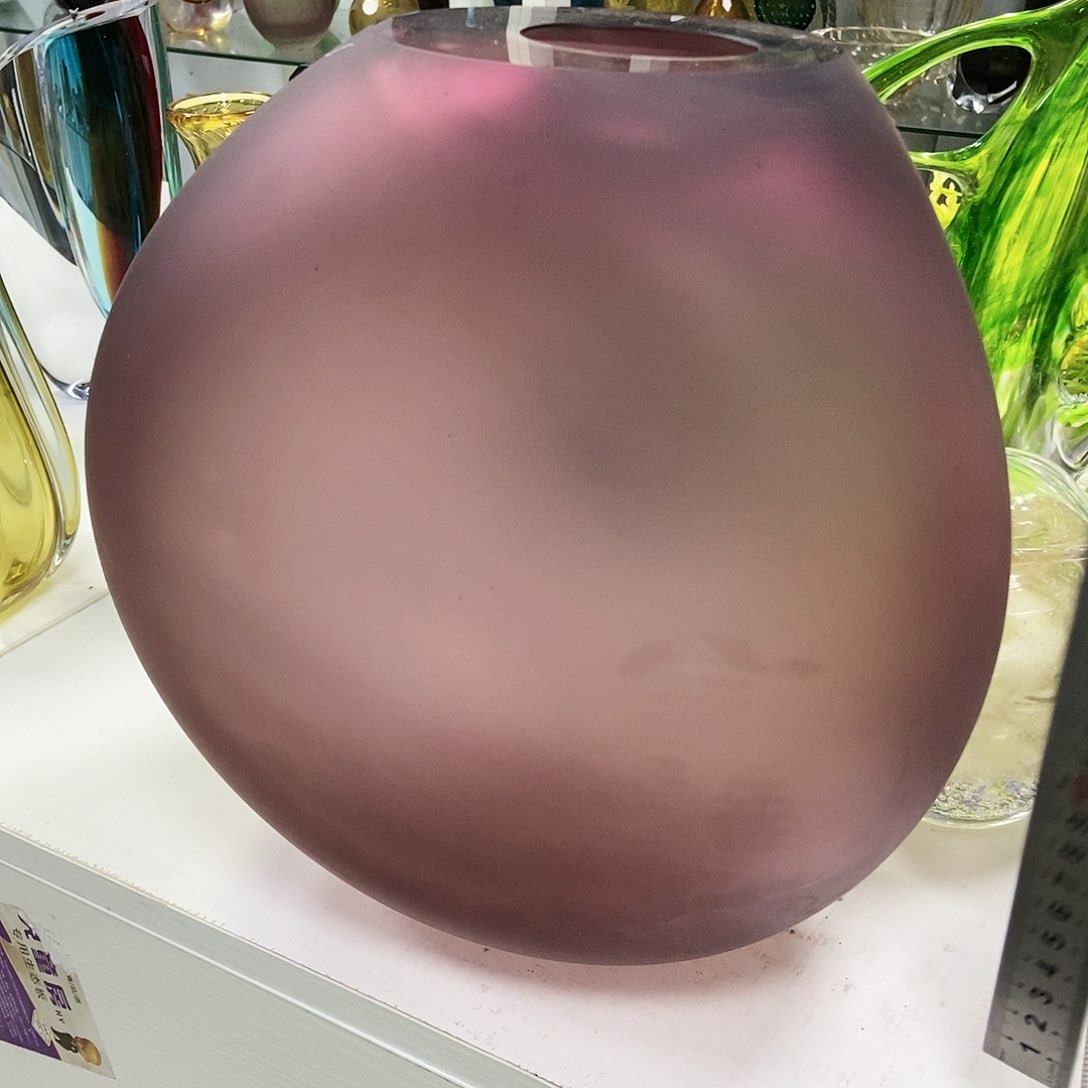 紫色琉璃磨砂花瓶摆件家居高30