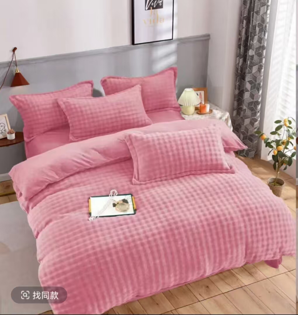 新款冬季泡泡绒被套单件加绒被罩单人宿舍双人加厚毛绒被罩