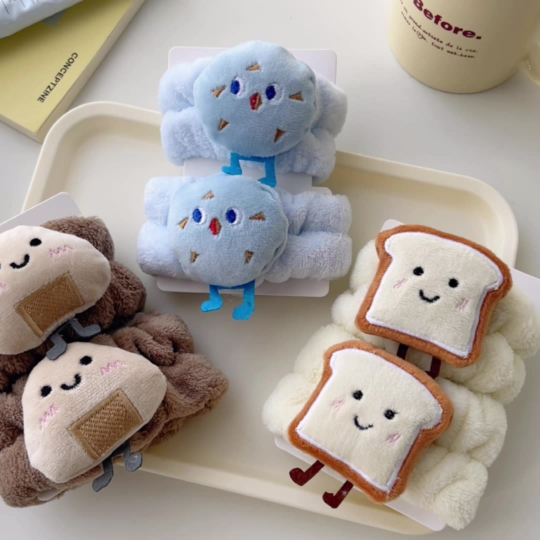 可爱洗脸手腕带洗手防湿袖子护腕洗漱吸水神器两件套