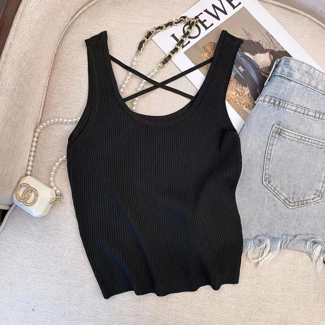 雲安娜夏时尚百搭修身显瘦夏季短款吊带3032