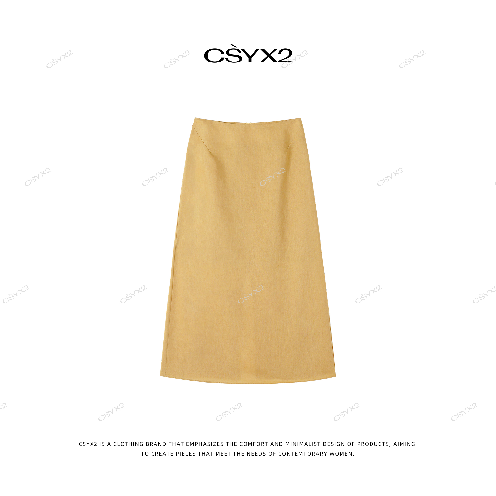 CsyX2-2025S/S早春新款黄琉璃亚麻时尚显瘦女装半身裙D40705