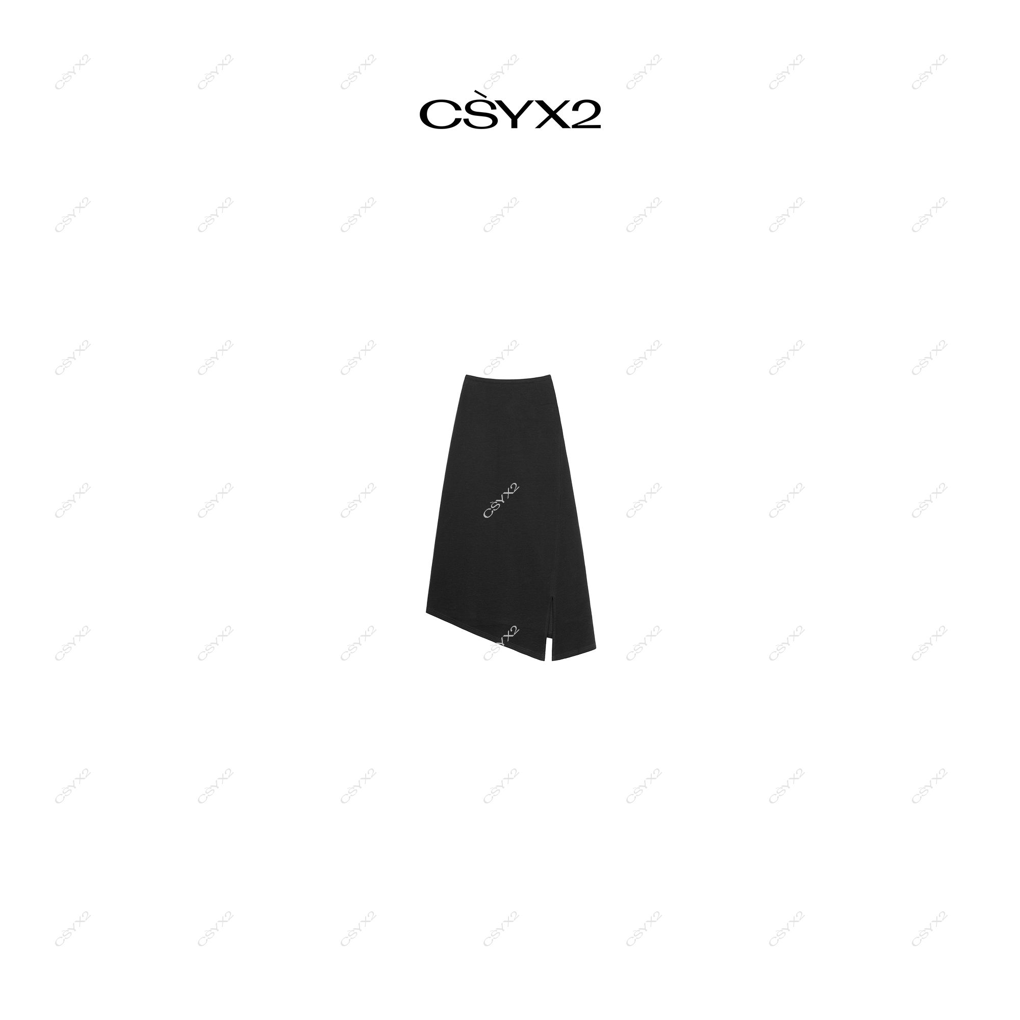 CsyX2-2024秋冬时尚简约混纺棉不规则前开叉半身裙SC-0319