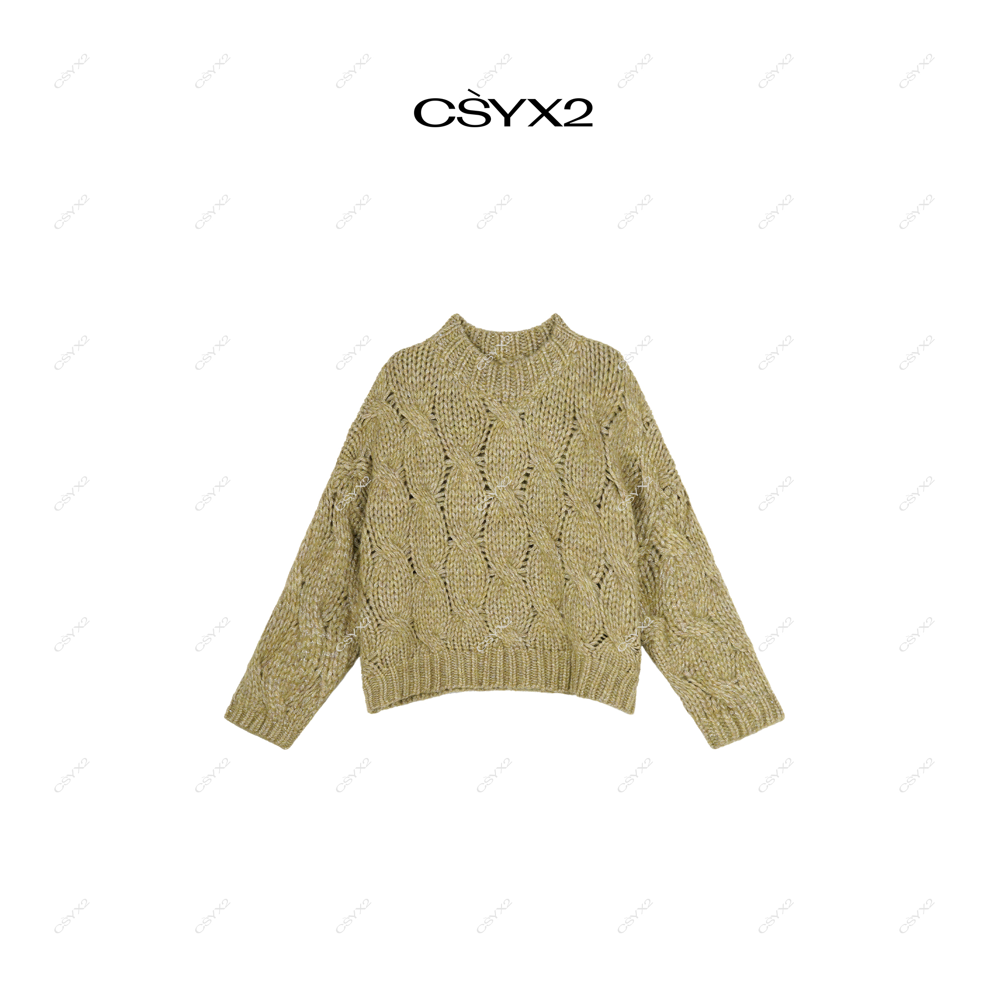 CsyX2-2025S/S早秋新款圆领纯色百搭手编羊毛毛衣SC-0264