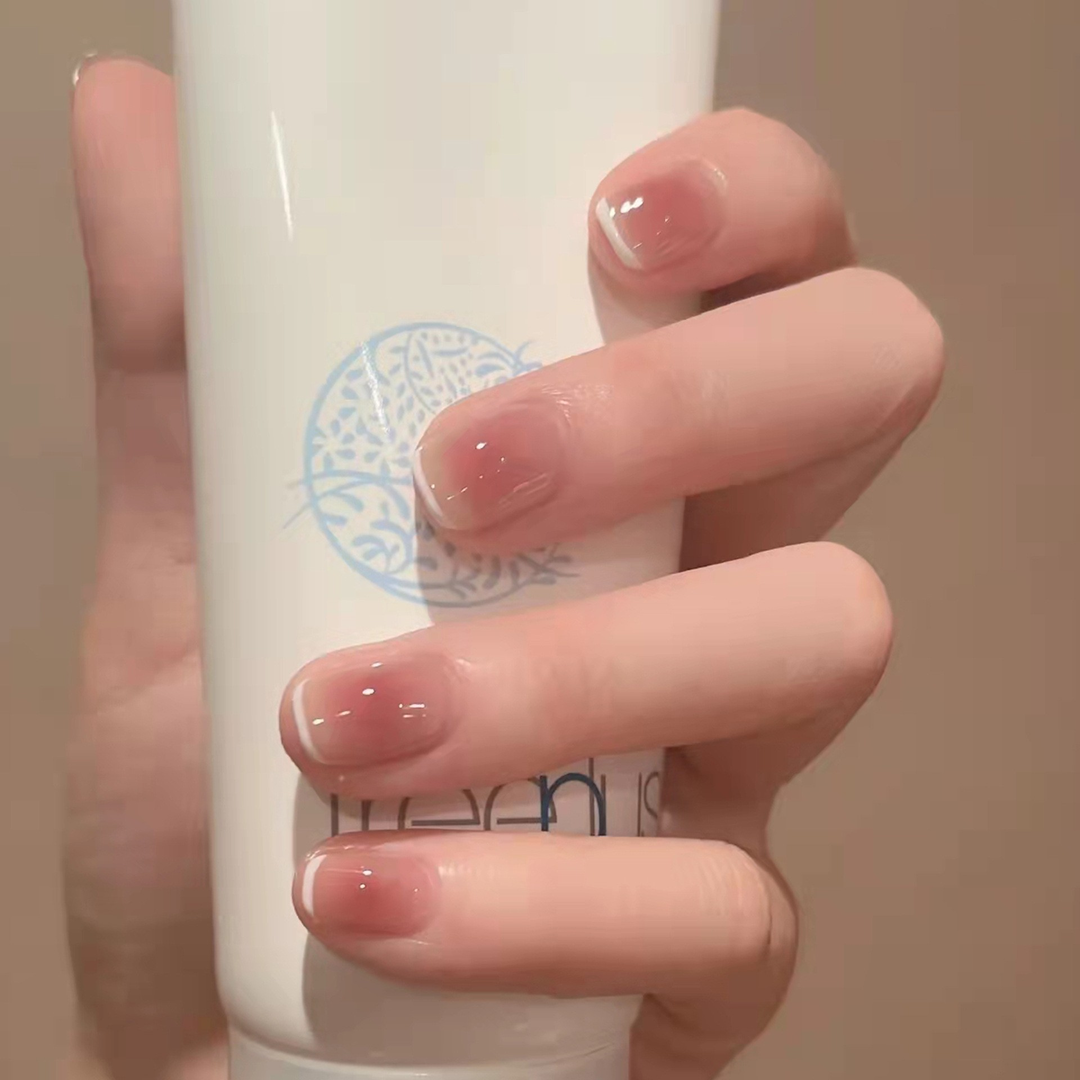 短圆【小楼昨夜】穿戴甲美甲粉嫩显白假指甲可拆卸美甲成品甲片nail