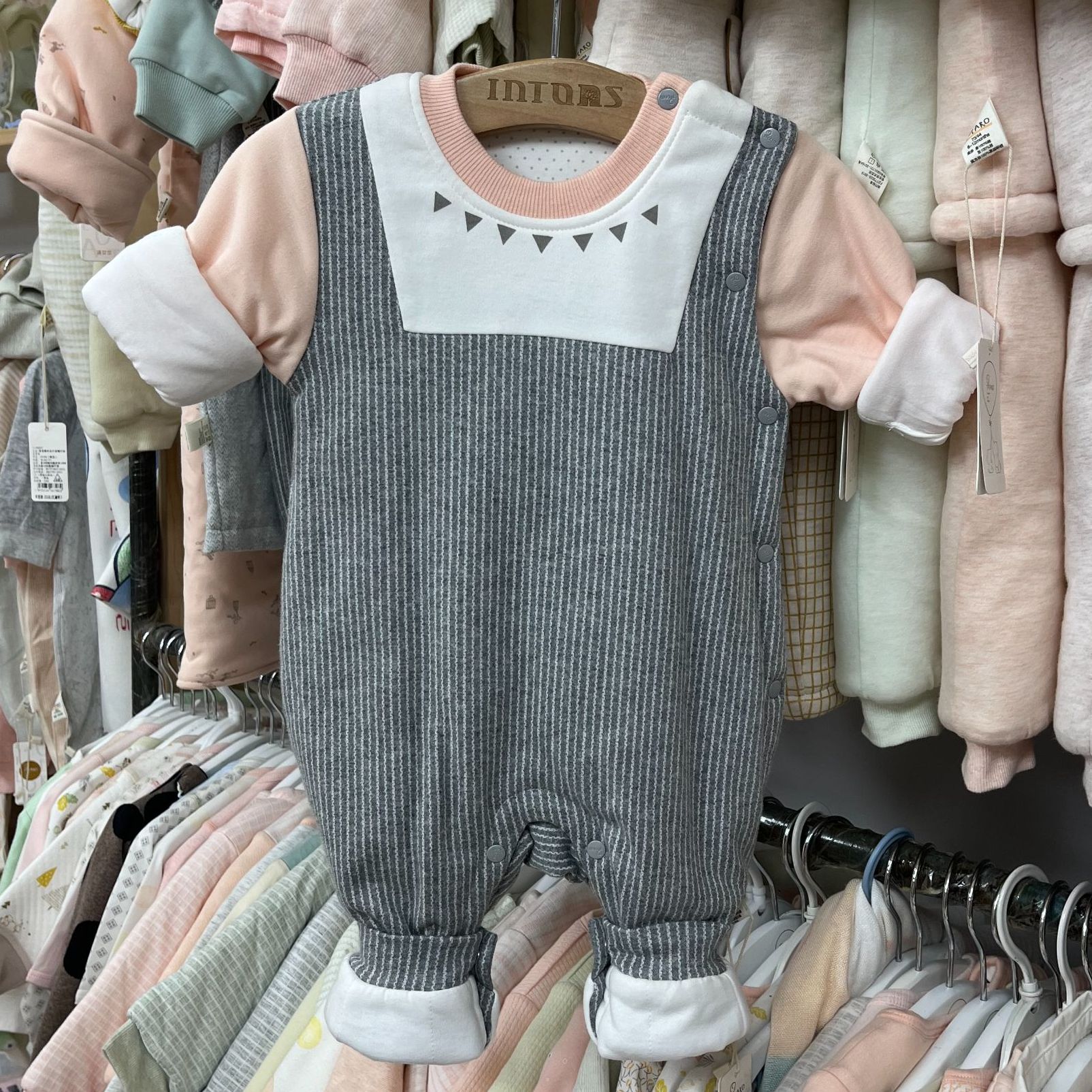 婴幼儿宝宝秋冬款薄棉连体婴儿新生儿连体衣