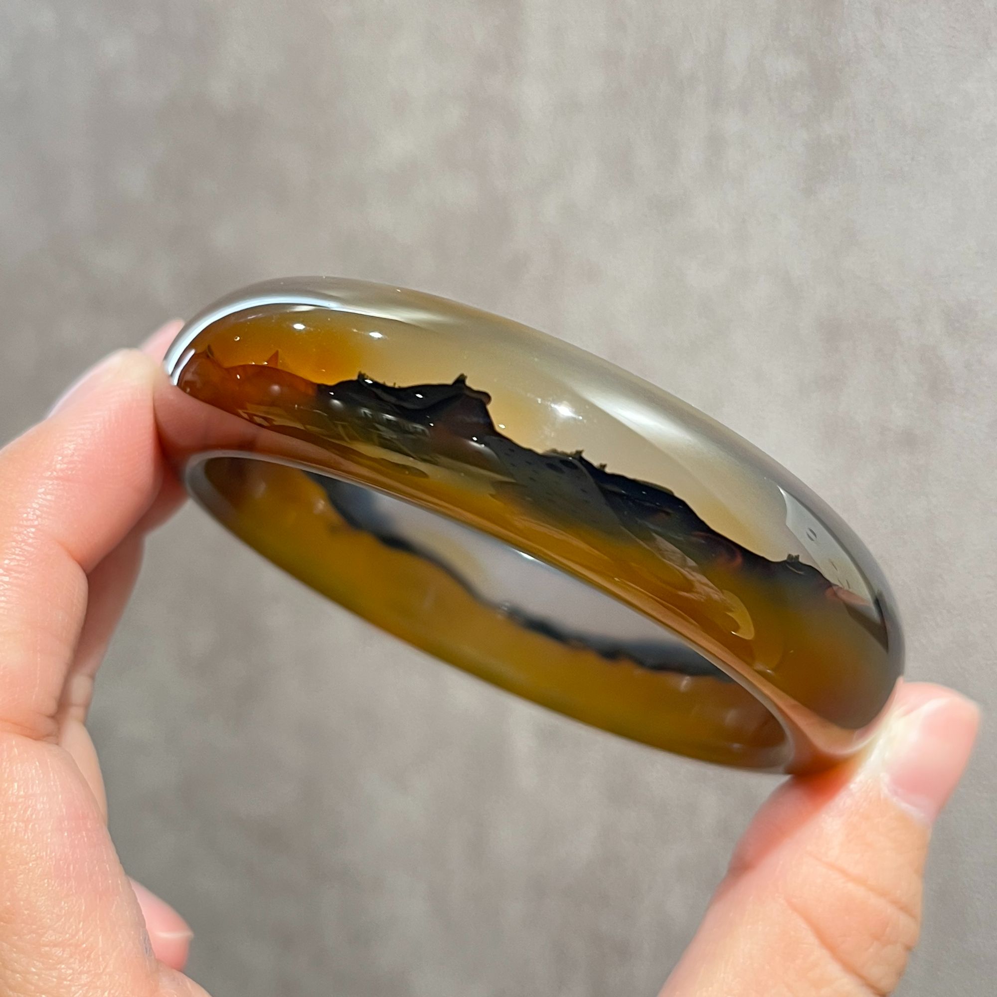 【楼兰古城】天然意境玛瑙玉髓手镯玉镯孤品水草花圈口53*宽15*厚7