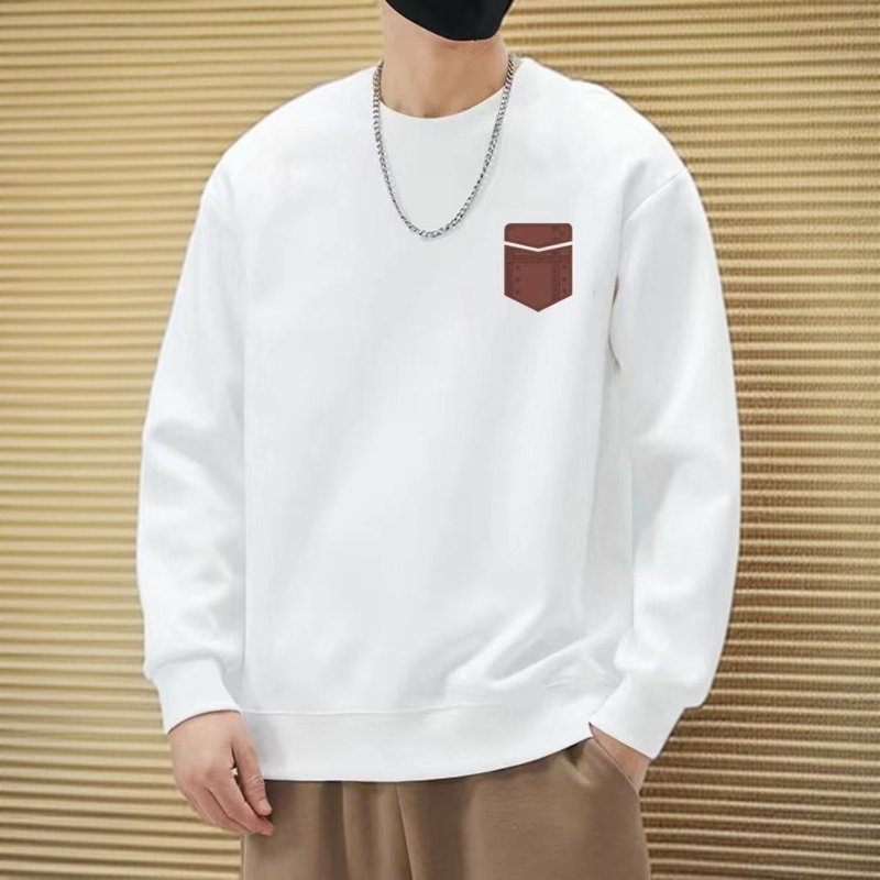 秋冬新款男士圆领长袖舒适百搭简约潮流时尚打底衫休闲卫衣【皮标】