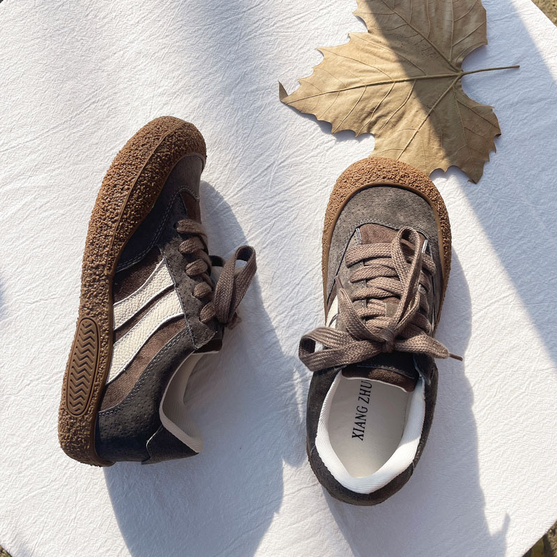 韩版拼色软底百搭丑萌鞋女秋季新款运动休闲鞋学院风小众饼干鞋女