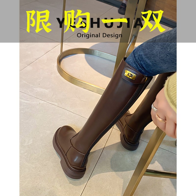 达芙妮沿荐骑士靴子女2023秋冬款长筒靴女加绒高筒靴显瘦长靴女英