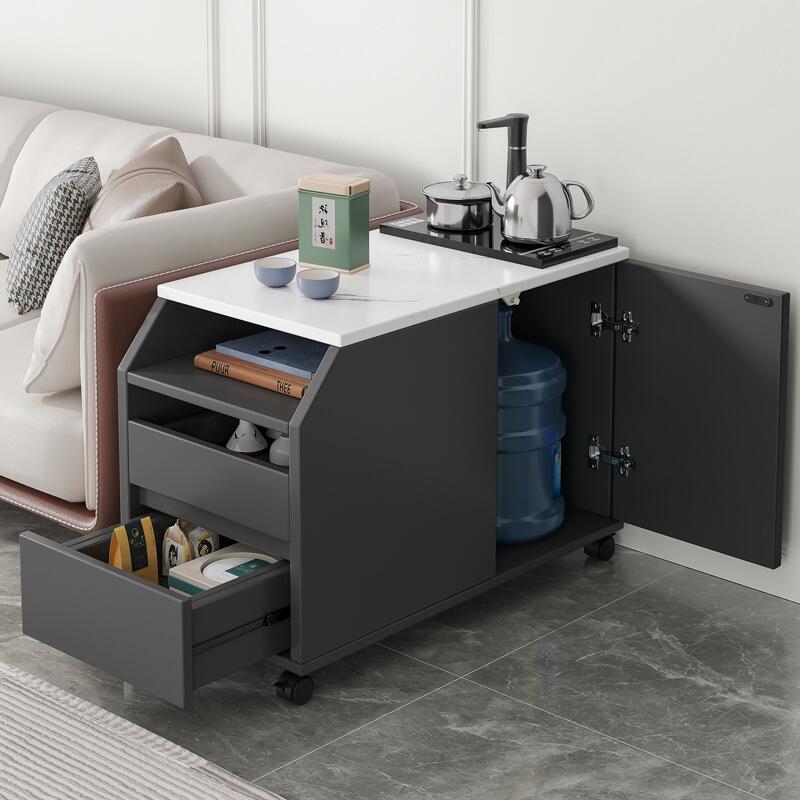 沙发边柜带烧水侧边柜客厅家用茶台桌收纳储物可移动夹缝小茶几柜