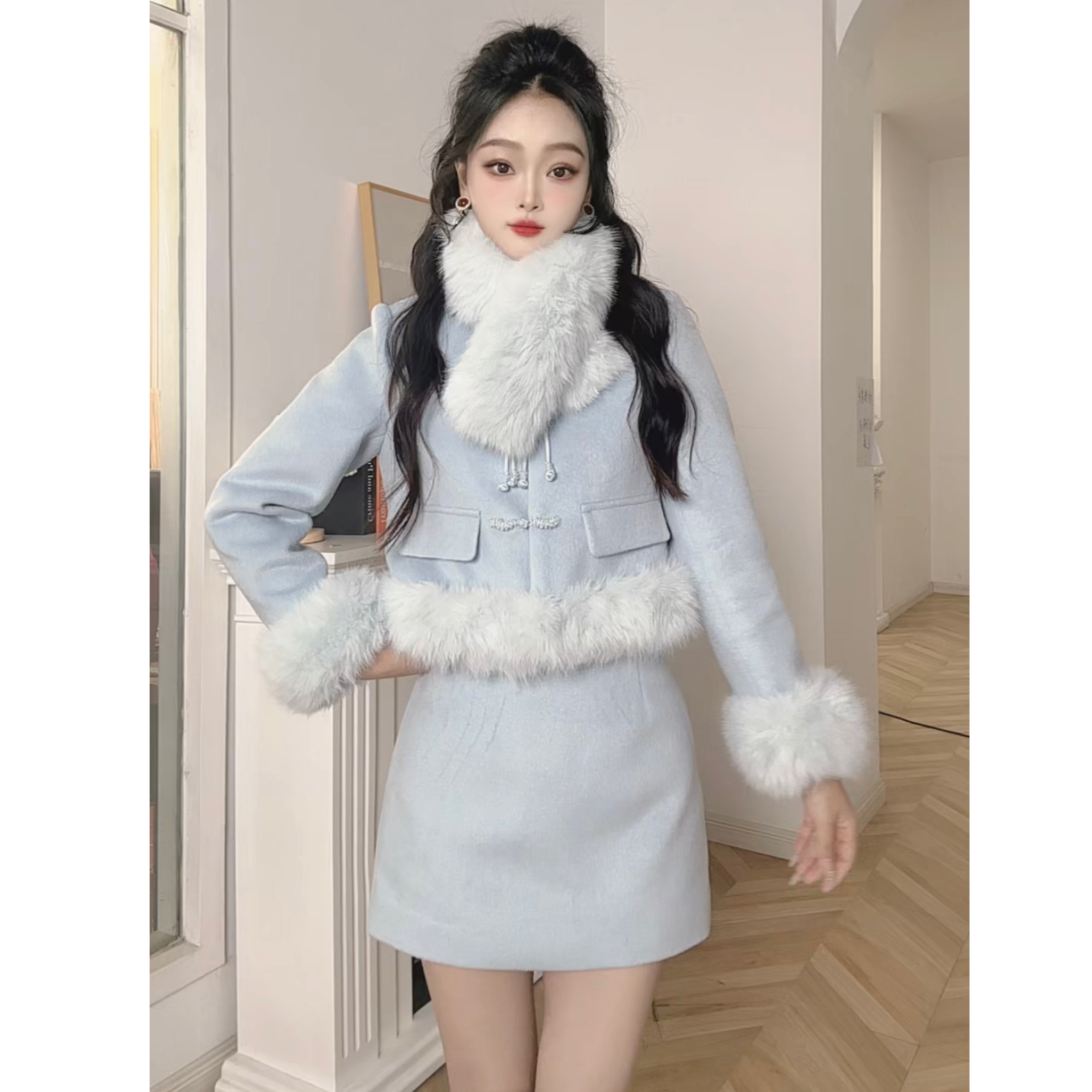 IEF/爱依服套装2025冬新款名媛小香风气质通勤上下套裙流光风