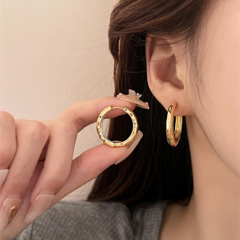 合金耳饰 金属耳环女素圈圆脸显瘦气质小众高级圆环耳扣耳圈耳饰