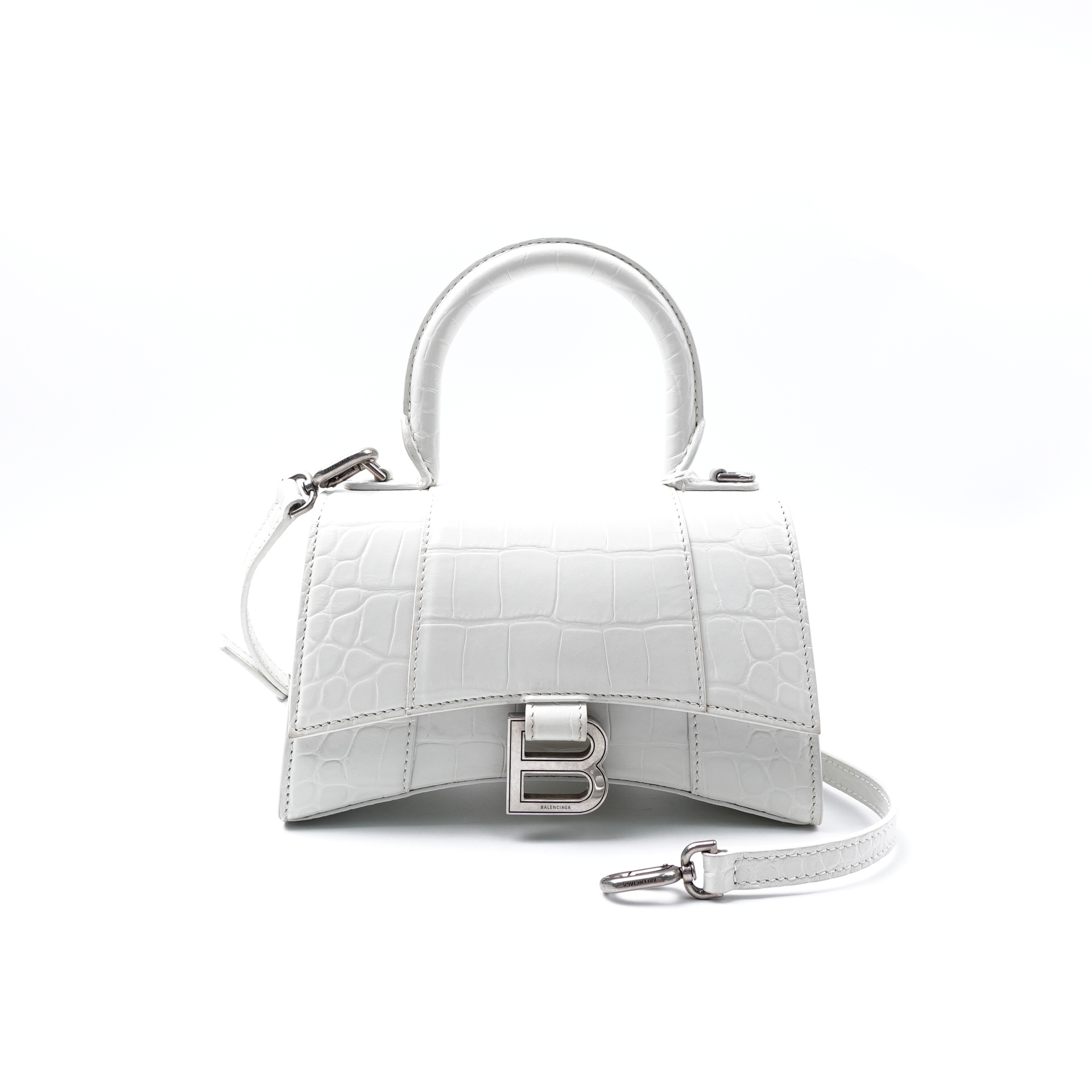 95新 Balenciaga/巴黎世家 白色银扣沙漏XS ZYJMSJ0006