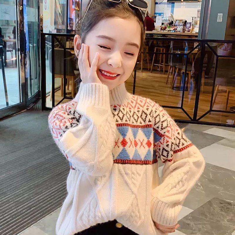 女童毛衣加厚针织衫打底衫中大童套头衣洋气秋冬装打底衫女童