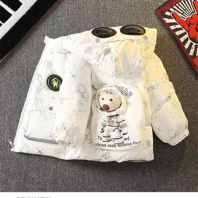 男童冬装2023新款儿童时尚加绒加厚冬季棉衣太空短款免洗棉袄