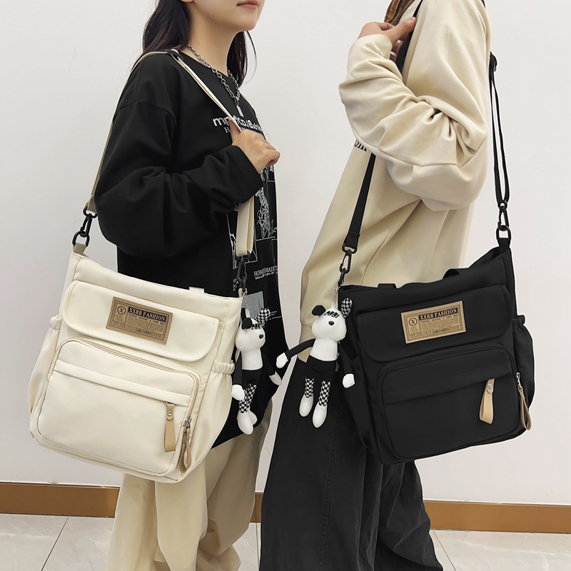 初中学生斜挎包男孩补习帆布袋青少年手提拎书袋高中生书包补课包