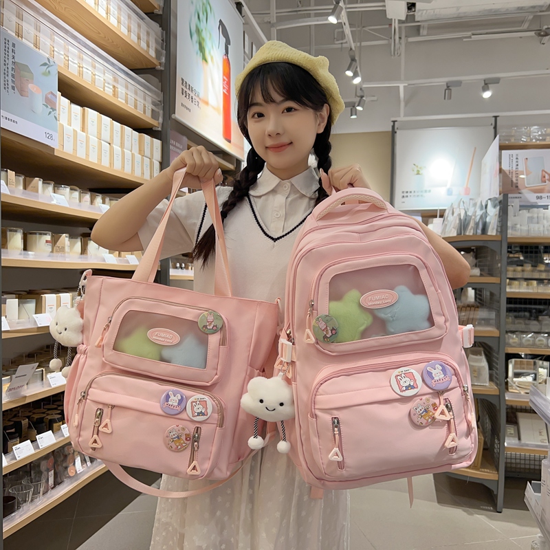 书包女初中生大容量百搭轻便背包高中生可爱高颜值小众双肩包书袋