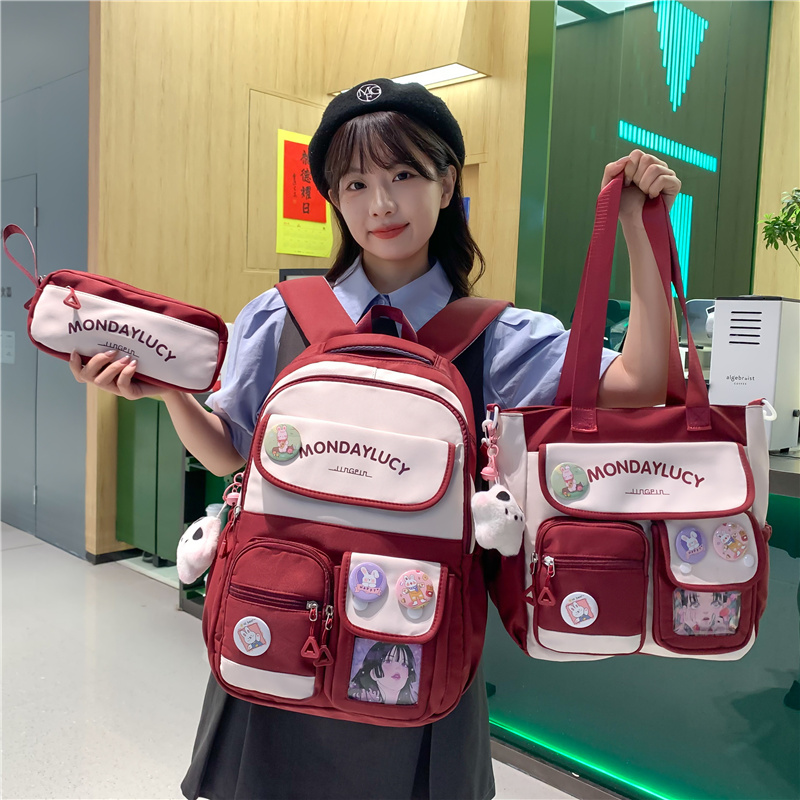 书包女高中生新款大容量初中生小清新百搭双肩包4-6年级轻便背包