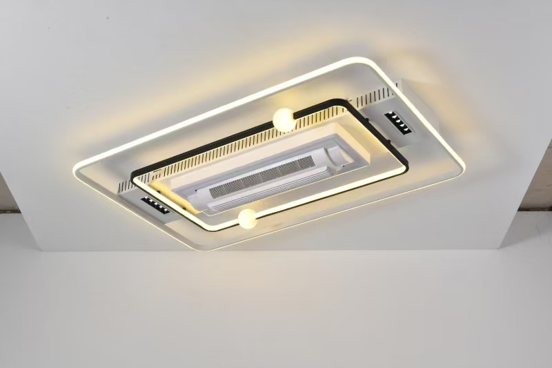 2024新款无叶扇空调扇客厅灯现代简约风格智能语音摇头客厅风扇灯