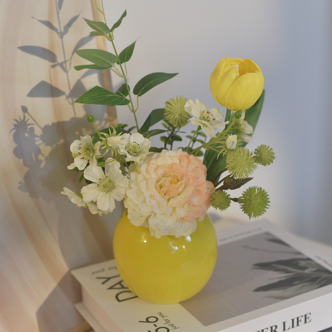 《新生》清新假花仿真花客厅摆设防塑料绢花餐桌花摆花艺装饰摆件