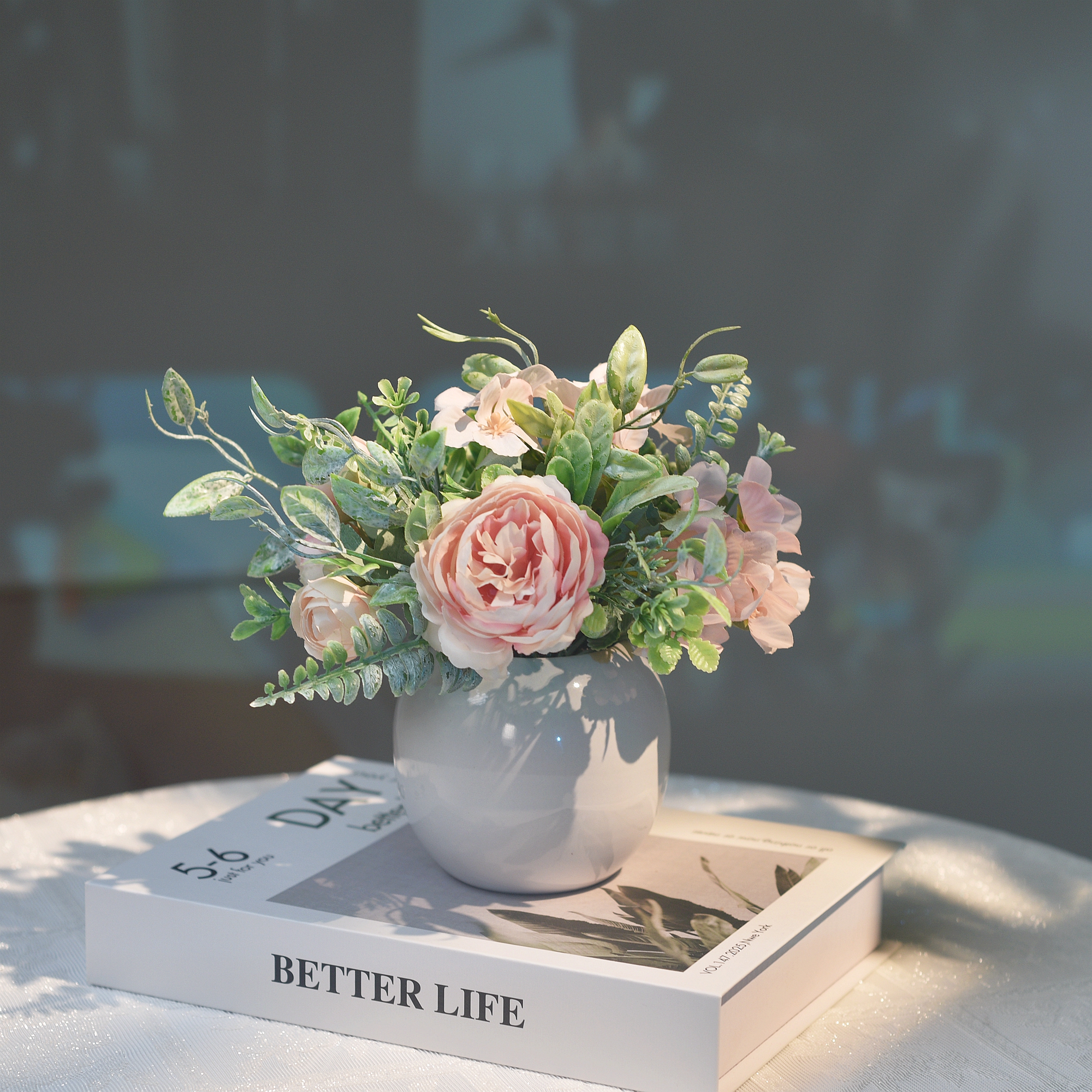 ***《茶玫绣球》中式插花艺假花仿真花客厅摆设餐桌装饰室内花道具