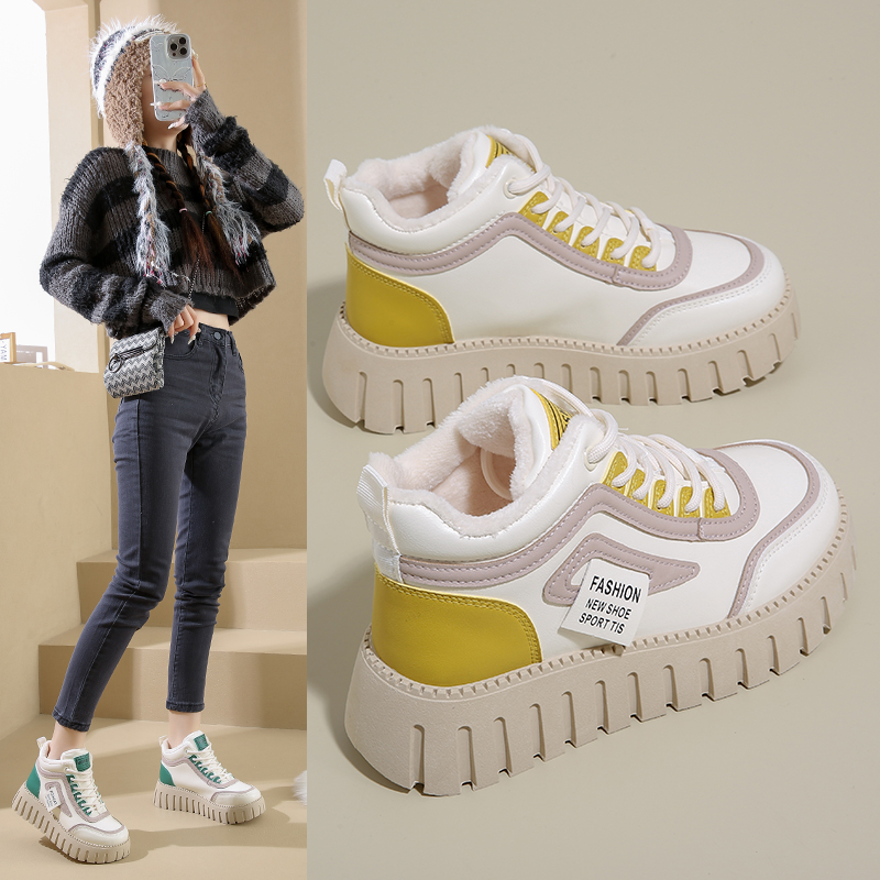 高帮大棉鞋女2024冬季新款韩版厚底休闲鞋女加绒加厚保暖时尚潮流