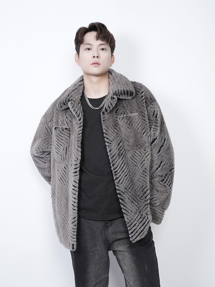 【森源】F家明星同款皇冠天鹅绒短二分刀工艺衬衫款时尚潮流百搭