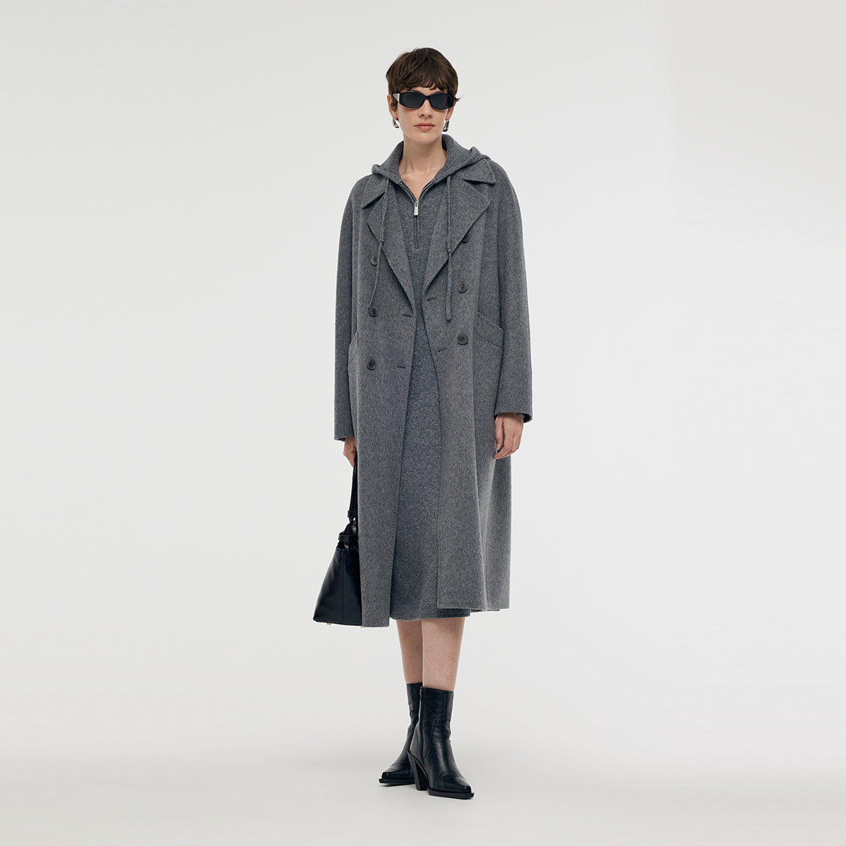 【专柜现货新品】歌莉娅 冬季 绵羊毛长毛双面呢大衣 1CNC6N640